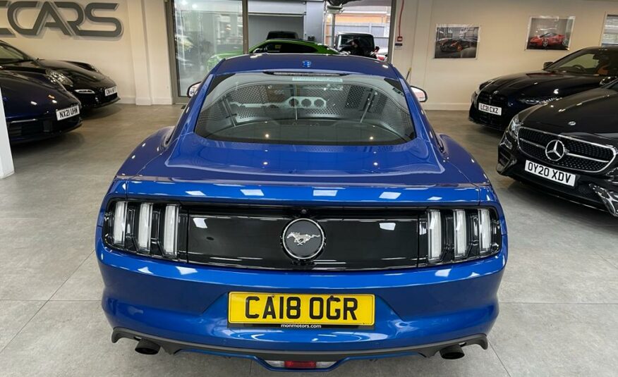 Blue Ford Mustang rear view